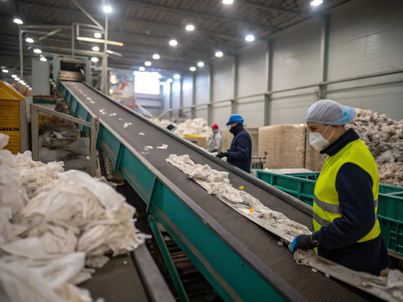 An image of a large-scale plastic recycling plant in Durban, showcasing the industrial processing of plastic waste into new products, highlighting technological advancements.